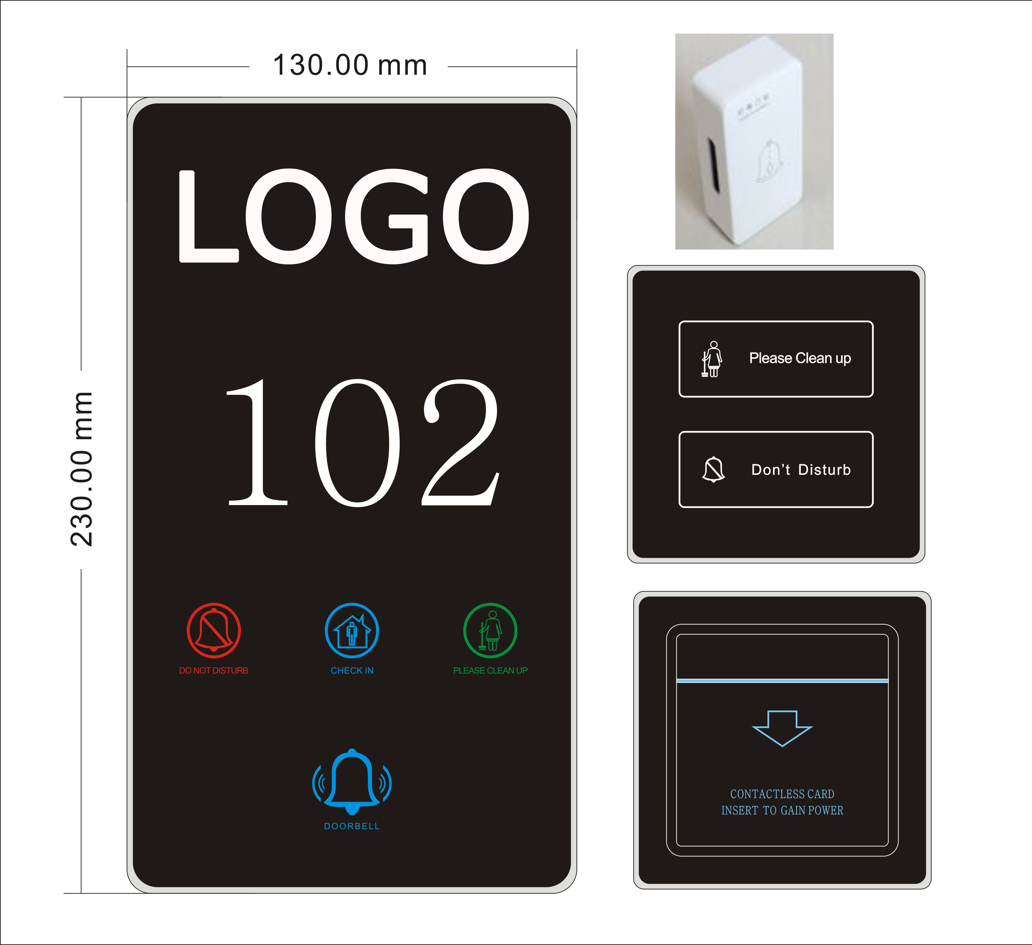 High Resolution Hotel Room Number Plate 220V Hotel Doorplate Switch