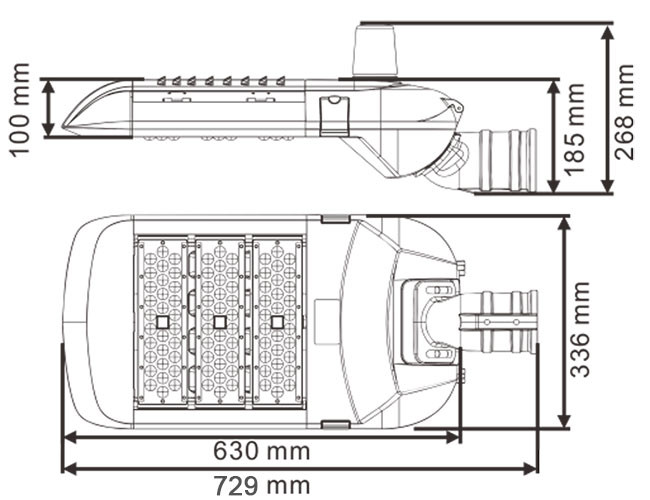 Energy Saving High Lumen Led Street Light Fixtures 150W 90-305V For Outdoor Post