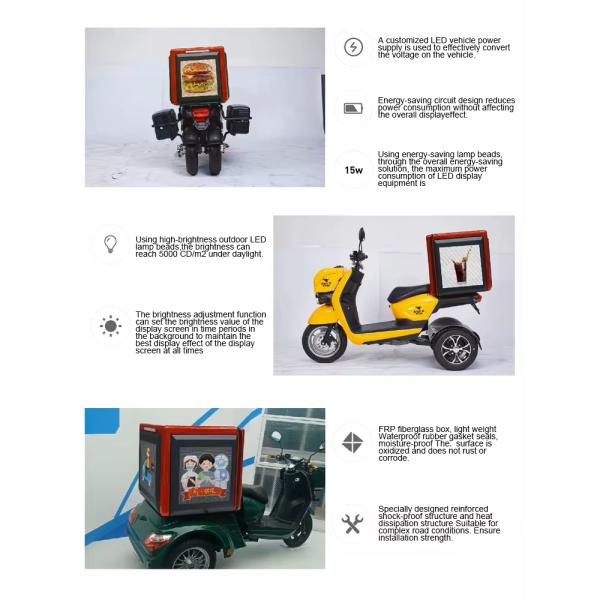 Customized Full Colour Creative LED Display Takeaway Box For Food Delivery 5V