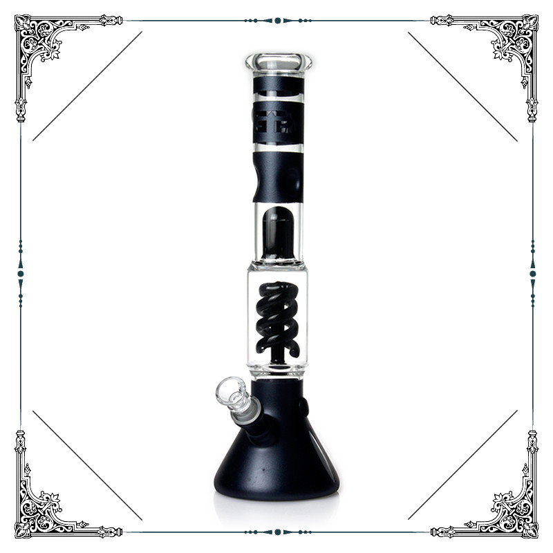 Black 14'' Grace Glass Beaker Bong With Splash Guard And Helix Perc Hookah Pipes