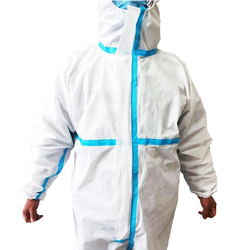 Blue Medical Protective Clothing / Plastic Isolation Gowns Disposable Cpe Suit
