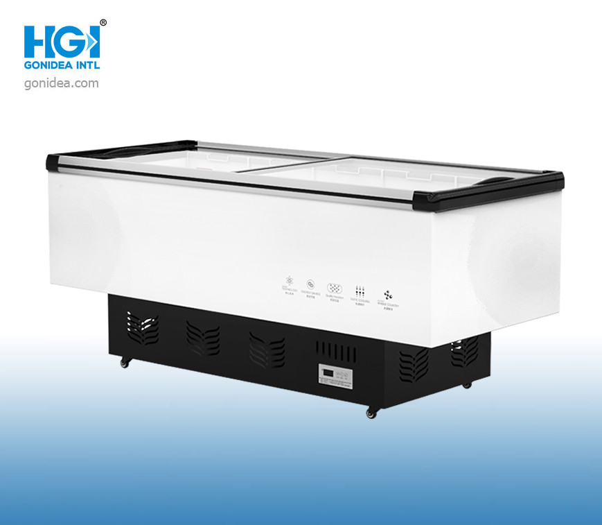 1.3KW 300L Deep Commercial Island Freezer Open Top 1300*700*900mm Frozon Food