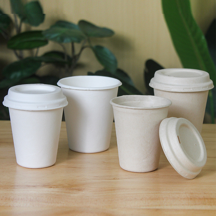 Eco Friendly Disposable Bagasse Hot Drink Coffee Cup Biodegradable With Lid
