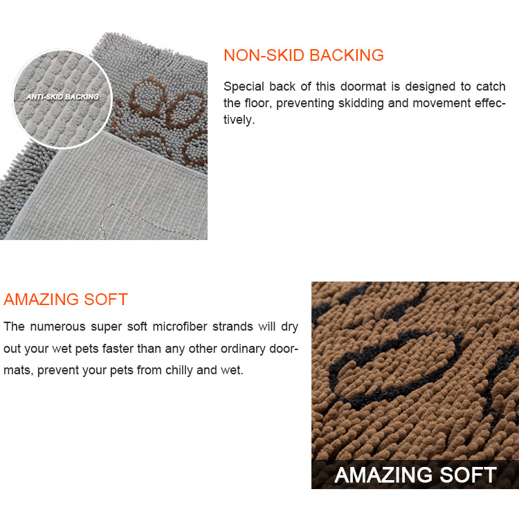 Household 2.5cm Non Slip Dog Crate Mat SGS Chenille Fiber
