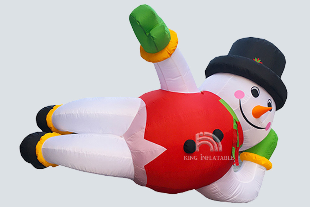 Christmas Inflatable Snowman 3.6m X 2.0m Outdoor Decorations Air Blown Santa Claus Reclining On The Ground