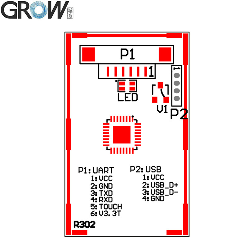 Grow R302 120 Capacity USB Uart Interface Capacitive Fingerprint Module