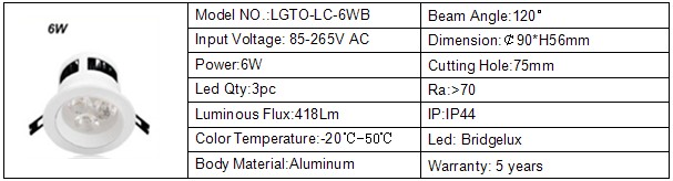 High quality 6W Led Ceiling Light