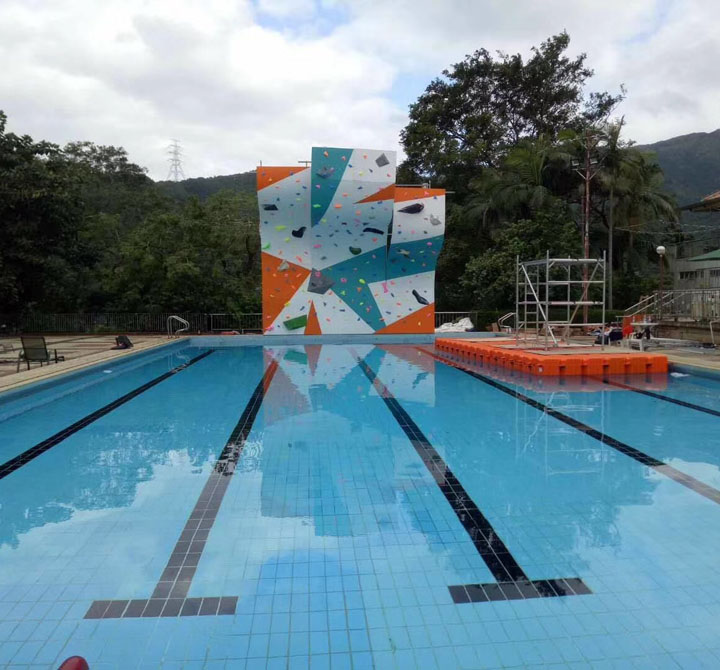 Aqua Climb Sport Crystal Clear Glass Mobile Poolside Rock Climbing Wall