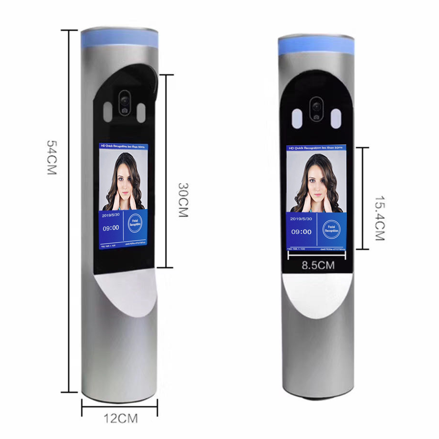 5 Inches DC12V Temperature Detection Face Recognition Terminal