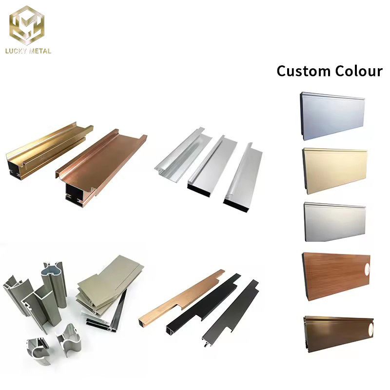 Kitchen Cabinet Aluminum Alloy Door Profiles Frame Anodizing Aluminium Profile Extrusion With Custom F Handles