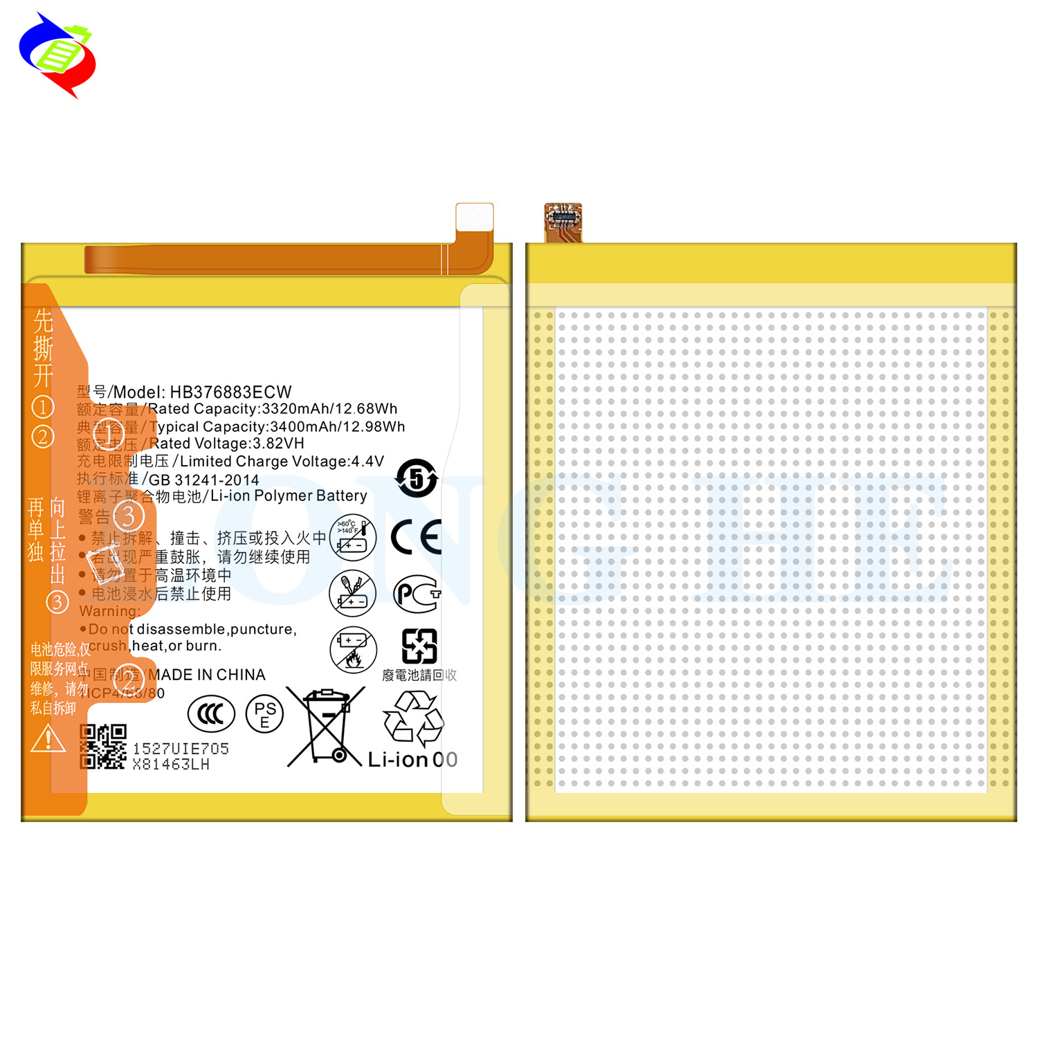3400mAh Capacity Rechargeable Batteries HB376883ECW for Huawei Ascend P9 Plus VIE-L09 VIE-L29