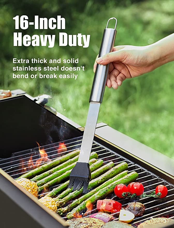 OCPO Kitchen BBQ Grill Supplies 16 Inch Men Women Stainless Steel BBQ Utensils