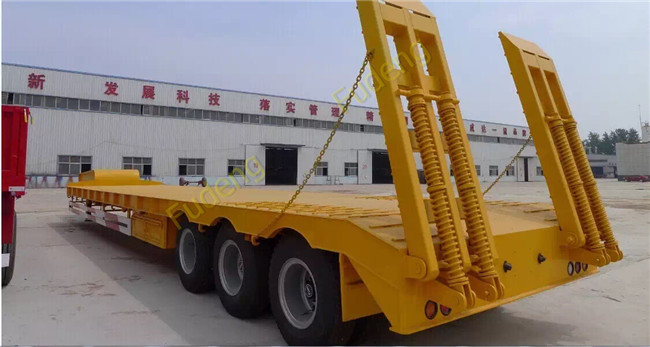 60T - 80T Lowboy Semi Trailer For Carrying Steel Coil , Carbon Steel Lowboy Trailer
