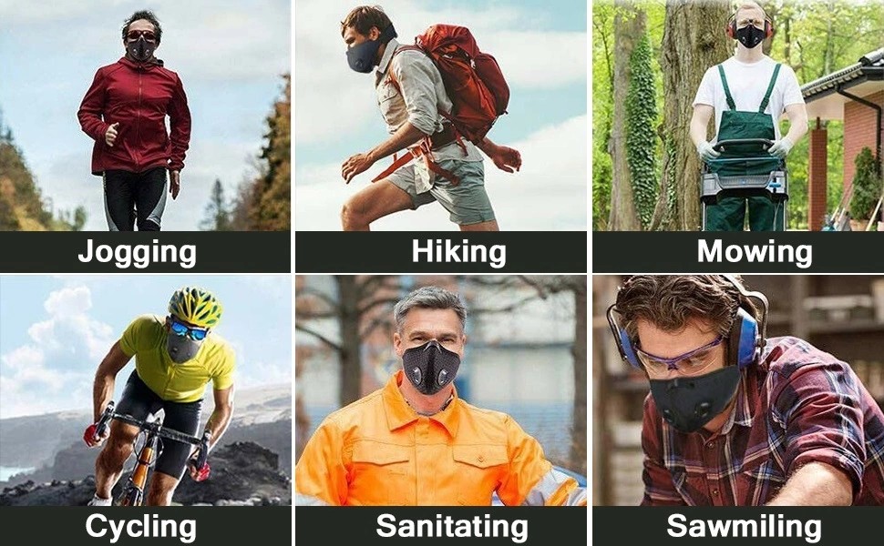 5Ply PM2.5 Protective Filter Face Mask with 2 exhalation valves Outdoor Sports Bike Motorcycle Face Mask