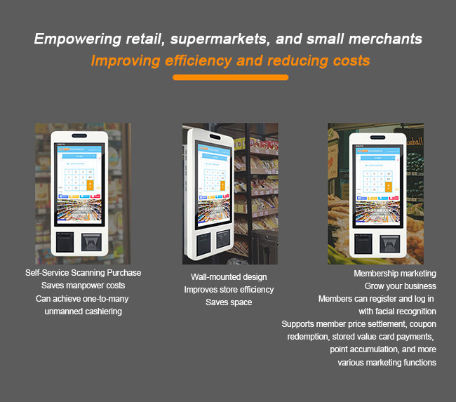 Hygienic Self Ordering Kiosk 21.5in 1920x1080 Square Self Service Kiosk