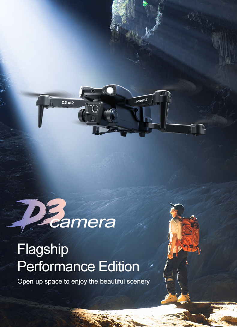 2024 D3 Air Drone LED Light 360-degree Tumbling Headless Mode Optical Flow Positioning Foldable RC Drone for Beginners