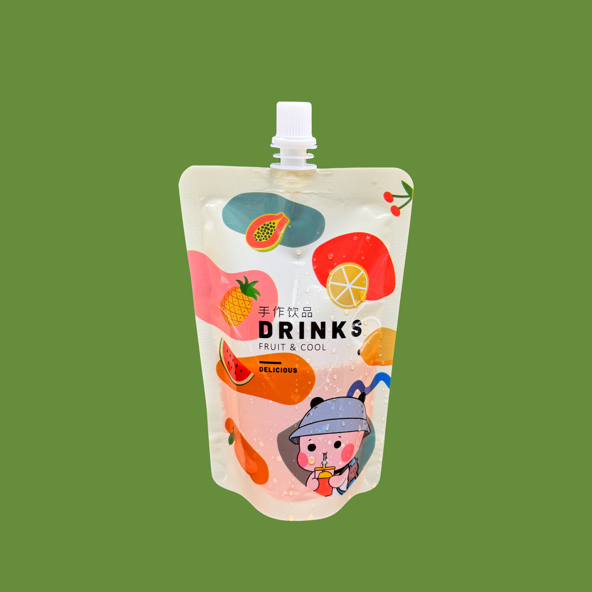 Recyclable Plastic Printed Glossy Spouted Stand Up Pouch Packaging For Cold Beverages