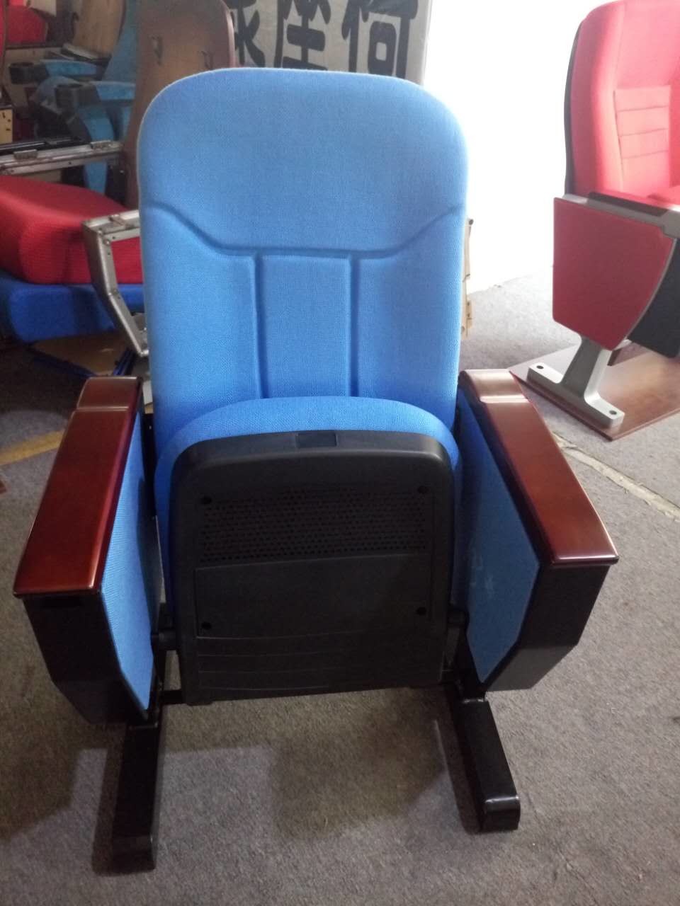 Movable Foot Fold Up Fabric Auditorium Chairs With PP Back / Church Hall Chair