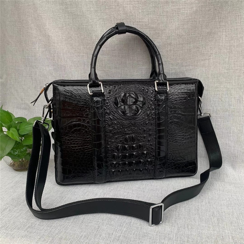 Fancy Genuine Crocodile Leather Businessmen Working Briefcase Laptop Bag Authentic Alligator Skin Male Three-Way Handbag