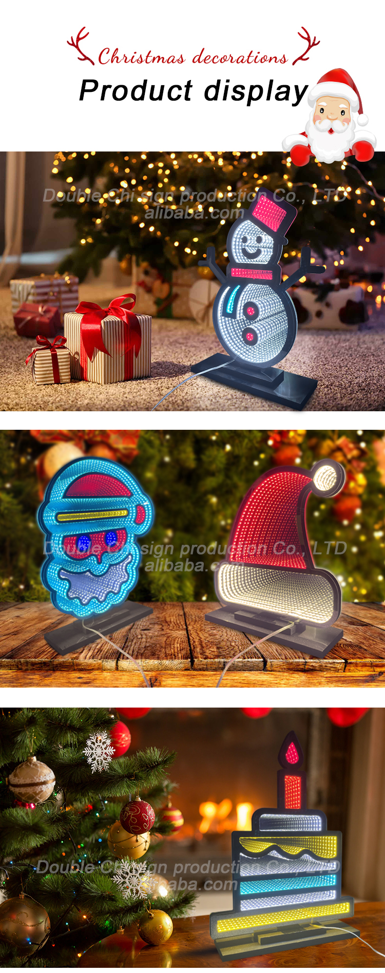 Customizable Rgb Big Christmas Gift Infinity Mirror Lights with Double-sided Design