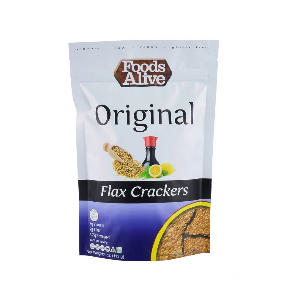 Recycle Snack Packaging Bags 150mm Full Tap Zipper Stand Up Food Pouch With Euro Hole