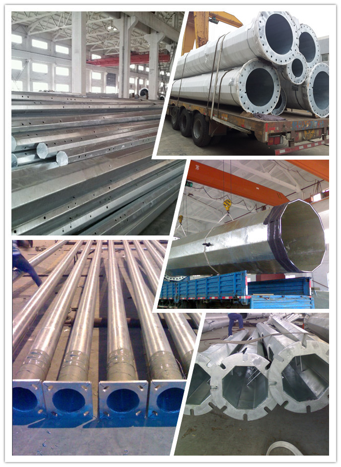 60ft Steel Tubular Electric Pole Commercial Area Galvanized Octagonal Pole