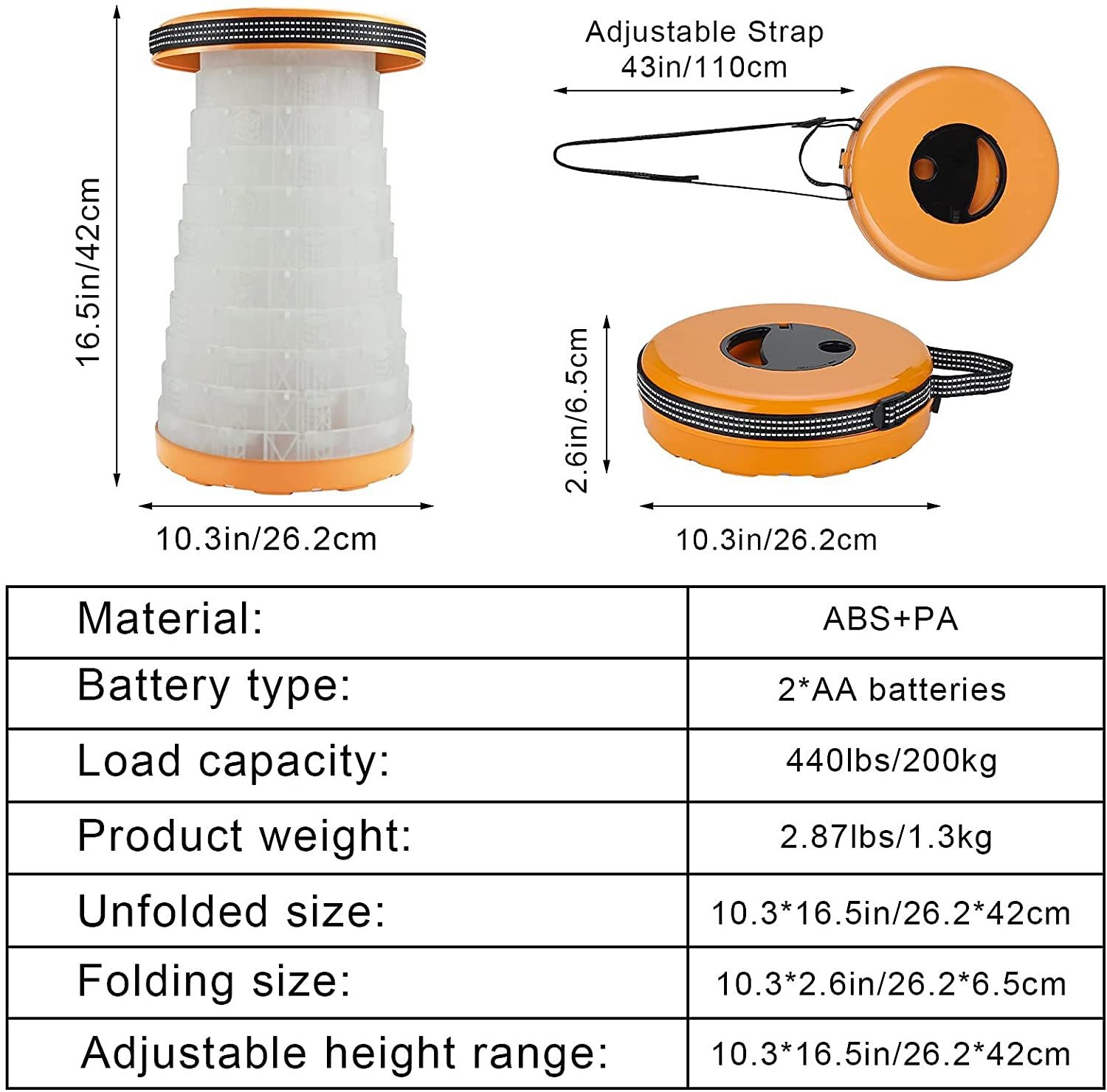 Plastic Collectable Retractable Folding Stool Camping Fishing Travel Foldable