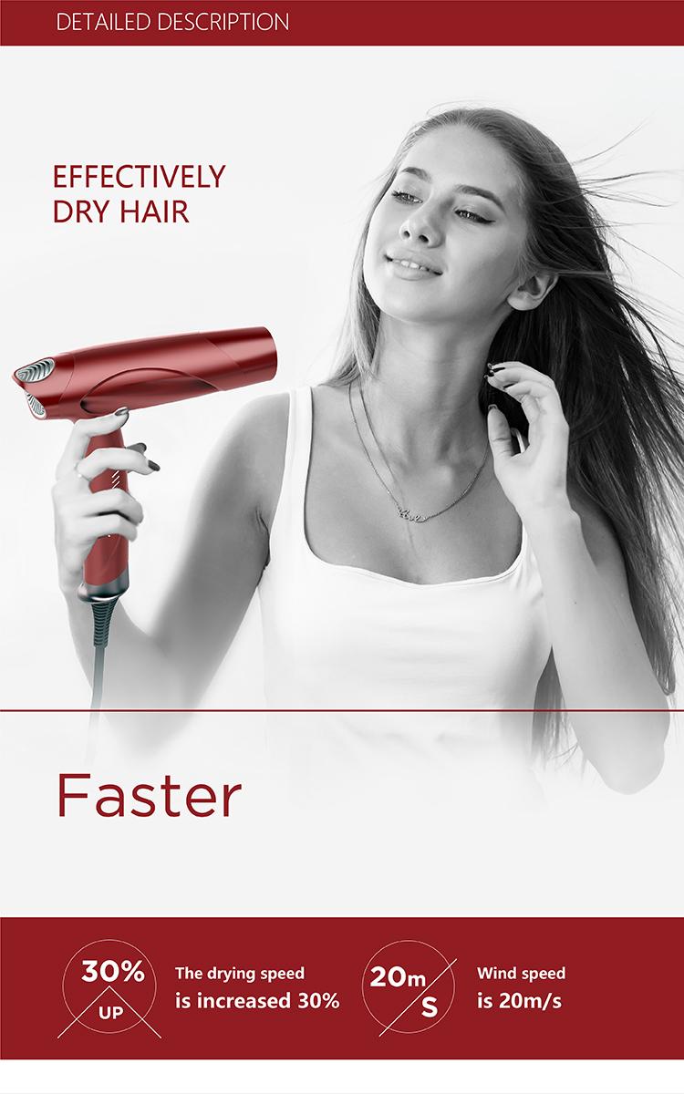 GUYLAND Hotel Hair Dryer 1800W Portable Foldable For Travel