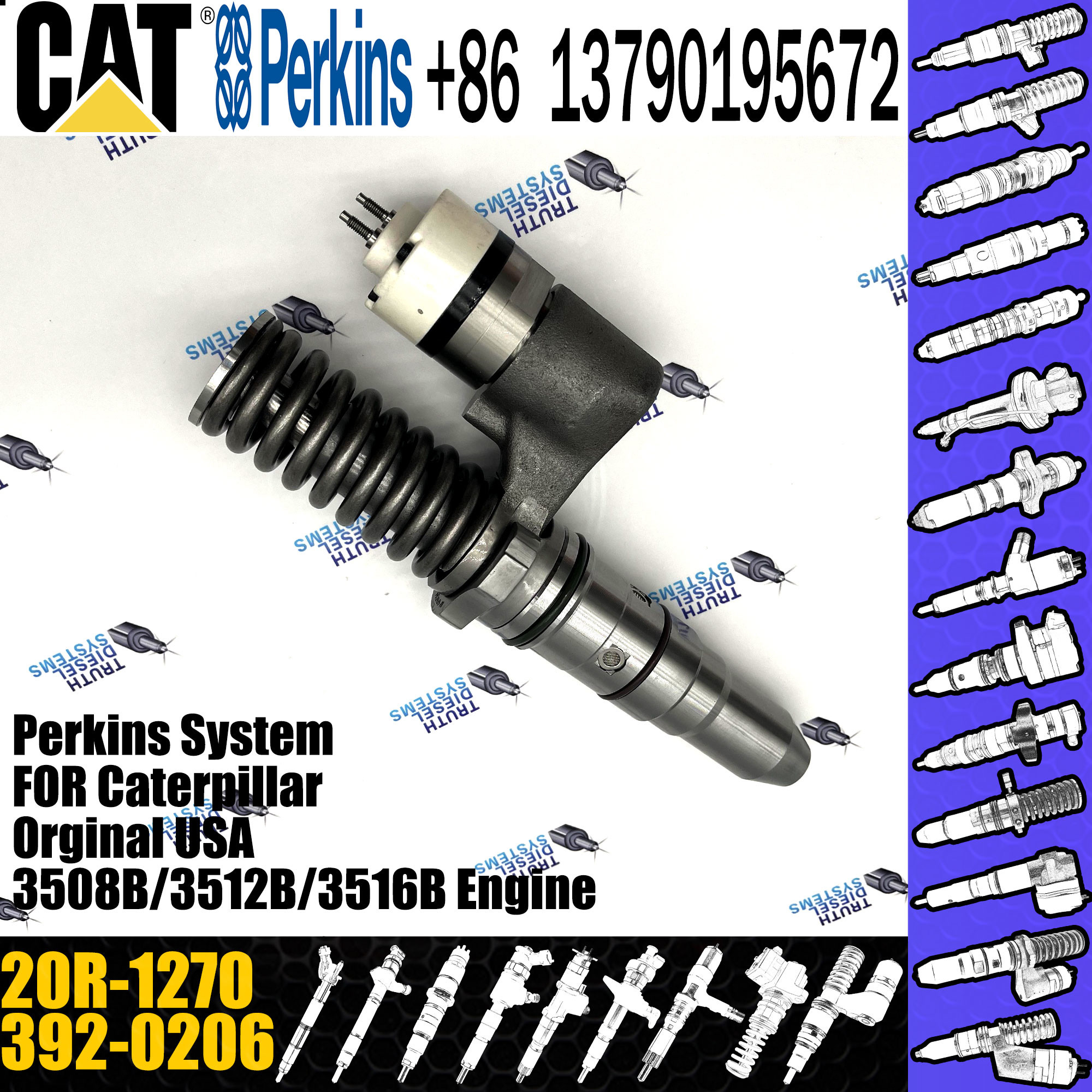 Oem Fuel Injectors 392-0206 20R-1270 For Cater-pillar 3920206 3508B/3512B/3516B/ 3512C/3516C Engine