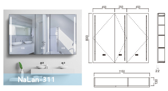 New Style Bathroom Mirror 800mm Aluminum Alloy Frame