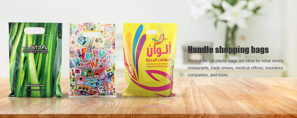 Plastic Handle Shopping Bag Recyclable Gravure Printing For Boutique Customized