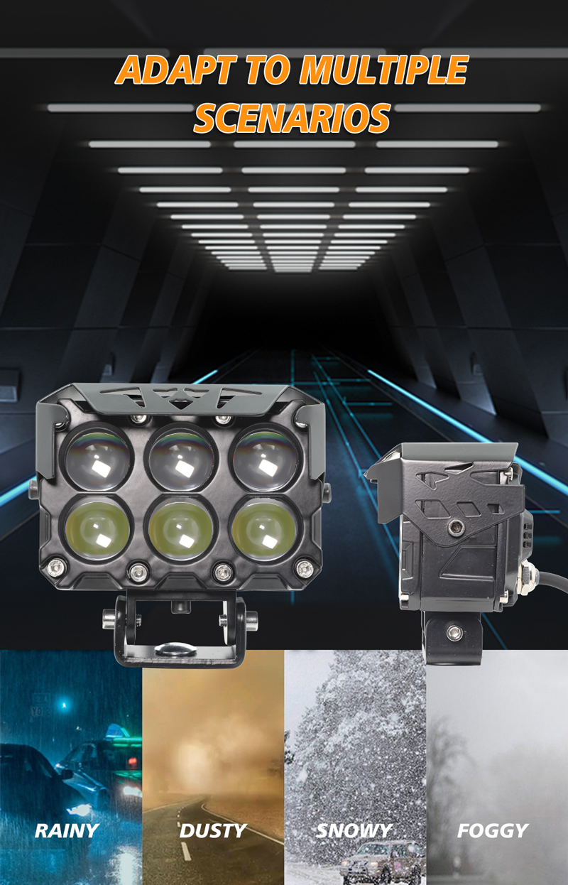 Super Bright 6 Lens White Yellow Dual Color Motorcycle Driving LED Light