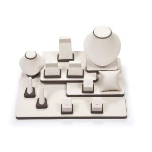 Buy cheap Jewelry Shop Cabinet Display Set Chocolate/Beige Fabric Stand for Necklace,Earring,Ring product