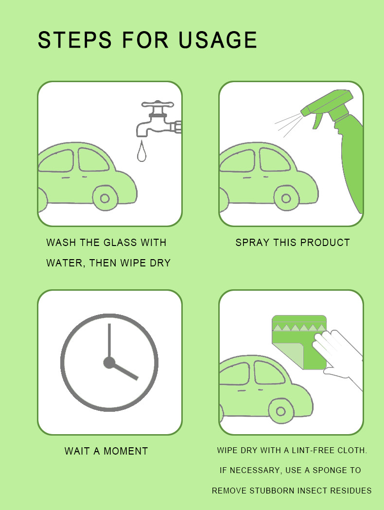 Translucent Glass Car Paint Cleaner 500ml Spray Refreshing Vision