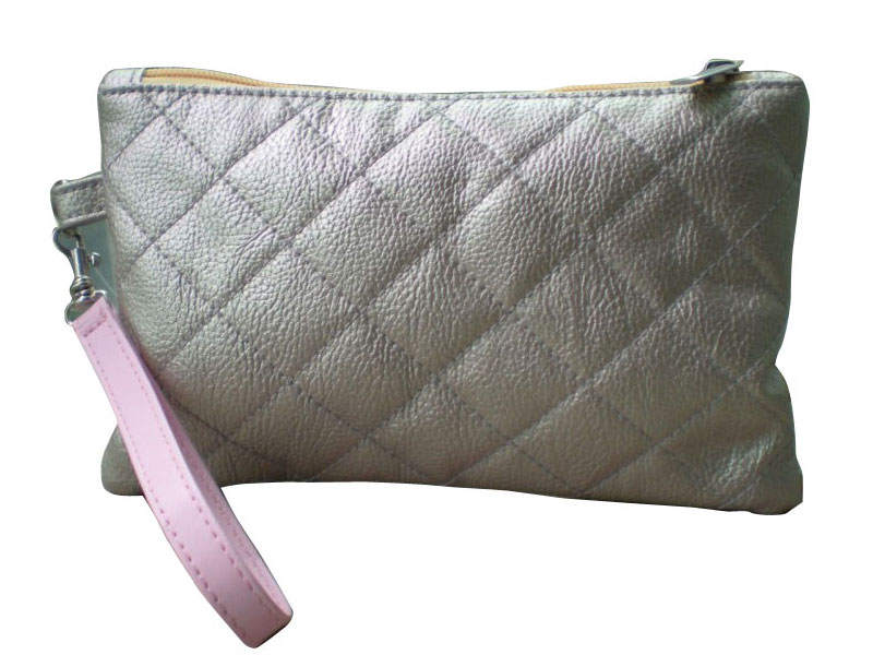Pink Square Veins Leatheroid Wallet Bag, Fabric Purse Bags For Ladies / Girls