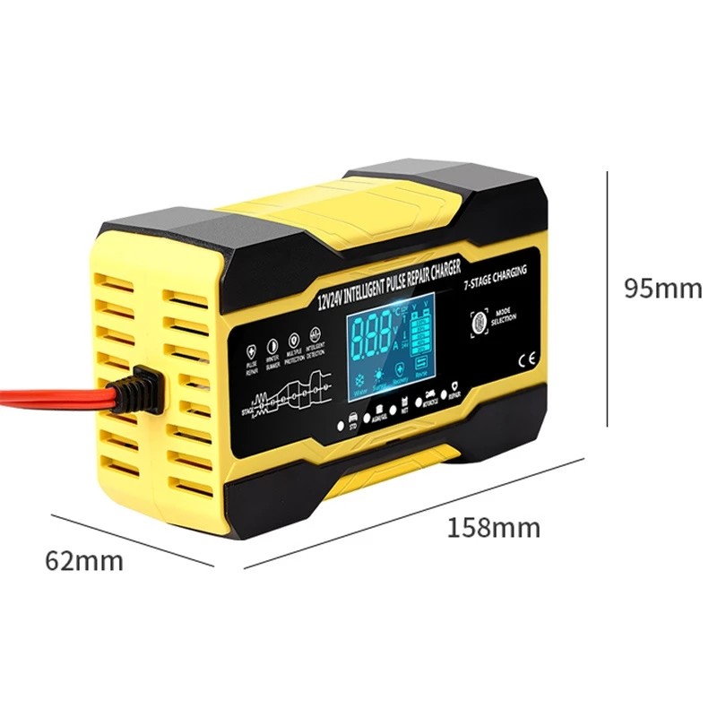 12V 10A Touch Screen Pulse Repair LCD Voltage Intelligent Car Battery Charger