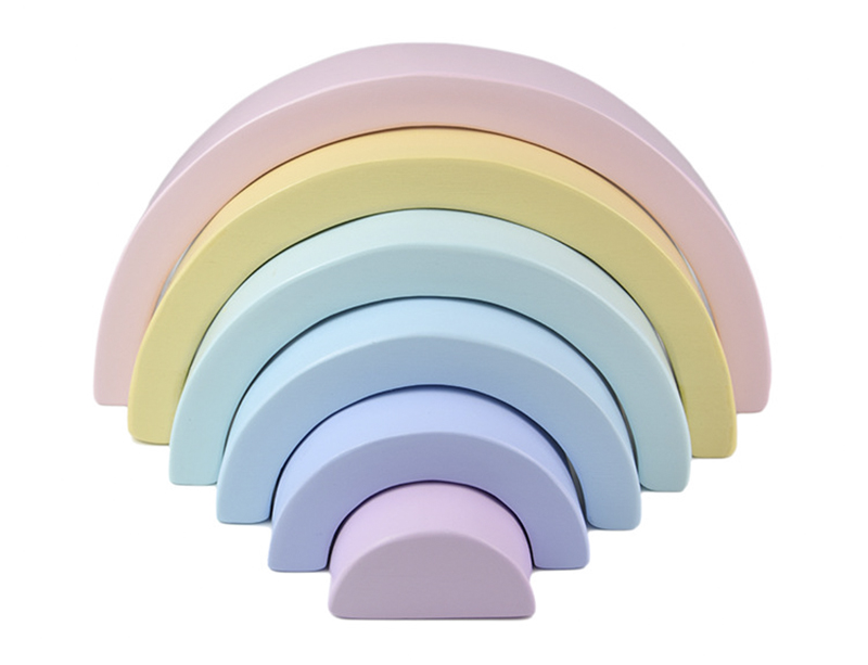 4.5cm Wooden Blocks Toys Arched Stacking Rainbow Blocks