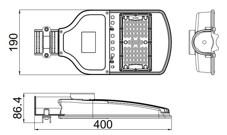 Mini Power 30W Dimmable LED Street Lights Corrosion Resistant For Car Parking Area