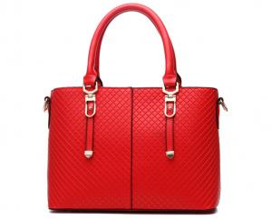 Buy cheap Portable Red Leather Shoulder Handbags / Tote Handbags Safe Outside Pockets product