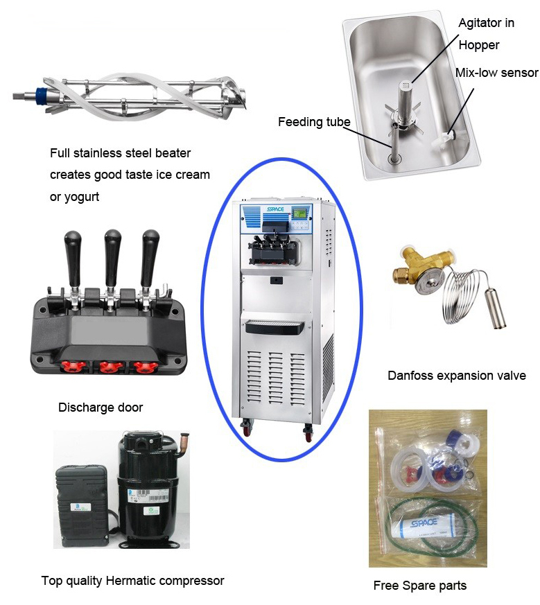 Ice Cream Machine R22 Factory Supply Making Commercial Home 25L H Frozen Marketing Steel Key Stainless Power Engine Milk Food