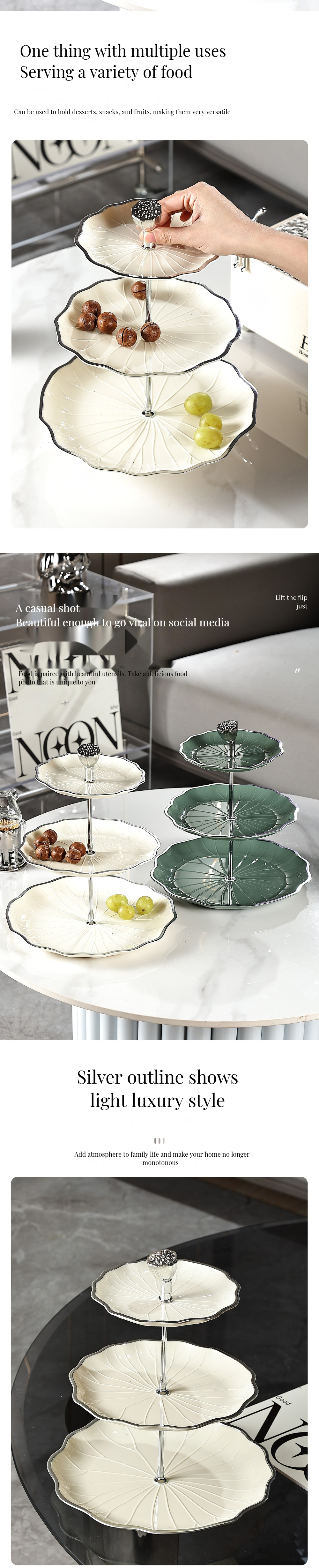 10-Inch White Ceramic Plate 3-Layer Disposable Plates Tableware for Valentine's Day Easter