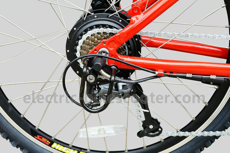 Red 38km/h Electric Pedal Assist Mountain Bike 48V 500W Gear Motor