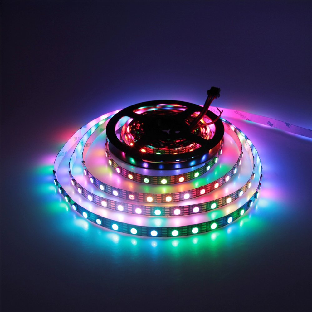 WS2812B Digital LED Strip Lights Programmable Black PCB Self Adhesive With CE / RoHS
