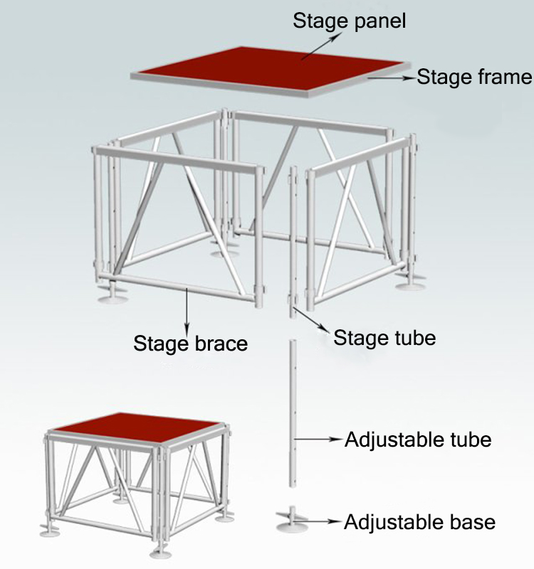 1.2M Outdoor Aluminum Stage Truss Tempered Glass Portable Celebration Use