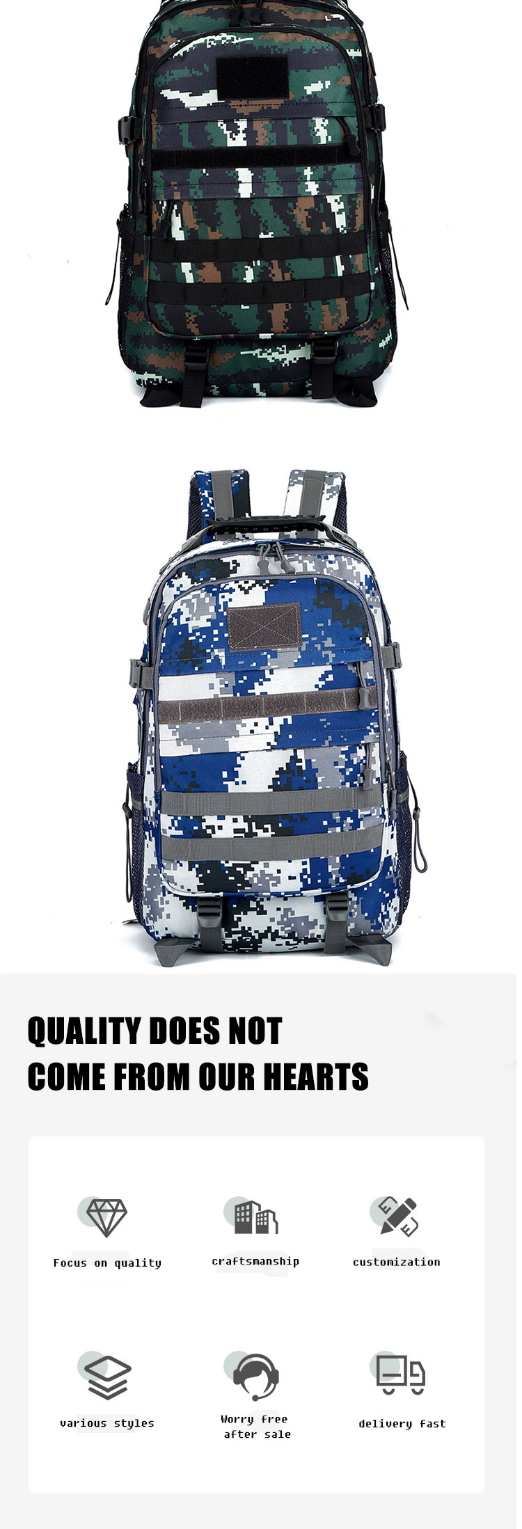 Nylon Multifunctional Travel Backpack Waterproof Sport Rucksack For Outdoor Activity