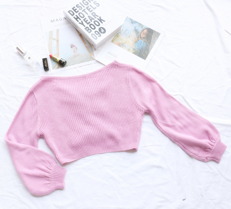 Autumn Long Sleeve Knitted Crop Top Sweater