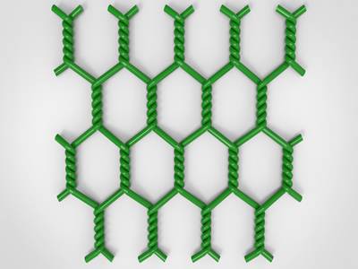 A piece of triple twisted PVC coated gabion on the gray background.