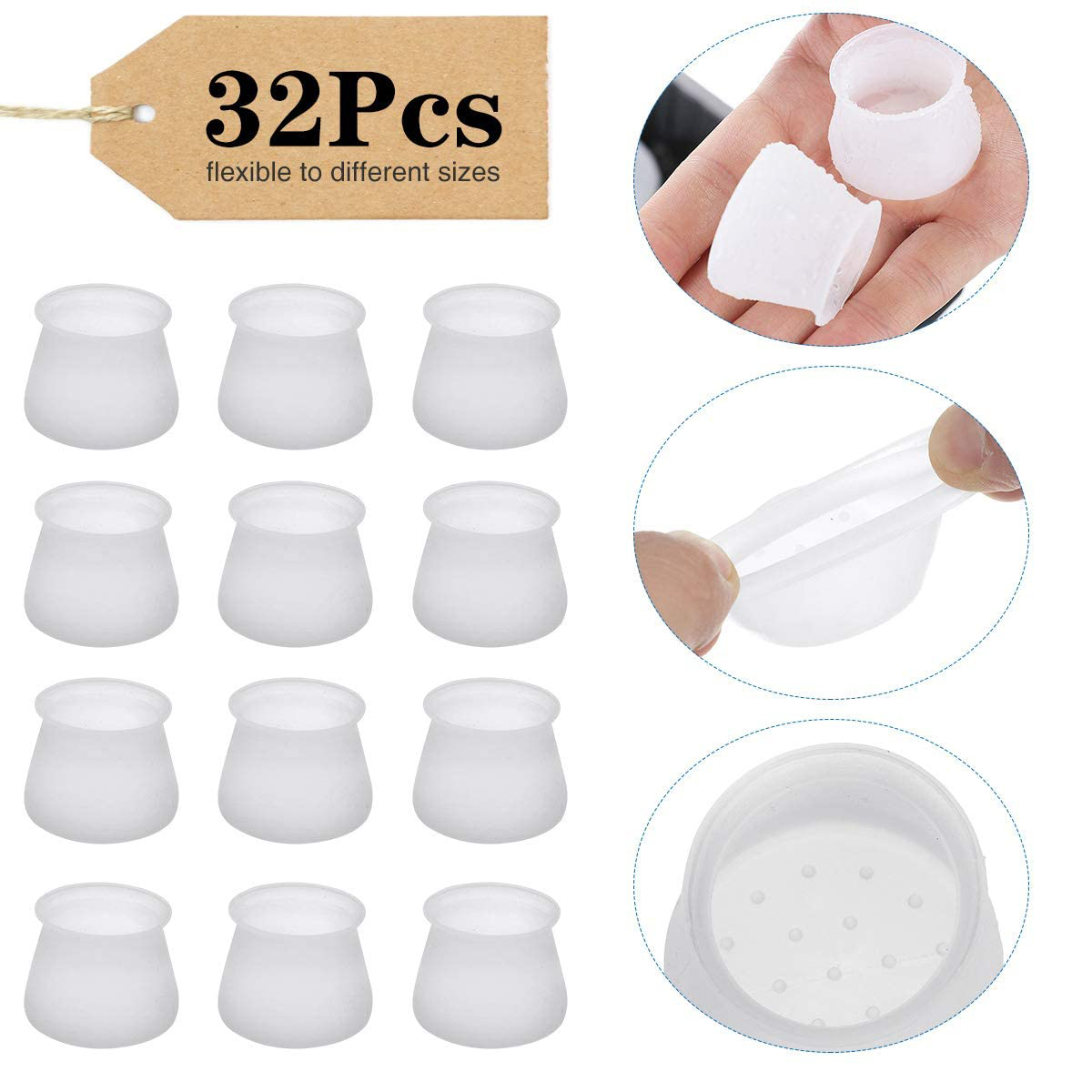 Eco Friendly Custom Made Silicone , Soft Rubber Silicone Chair Leg Protectors
