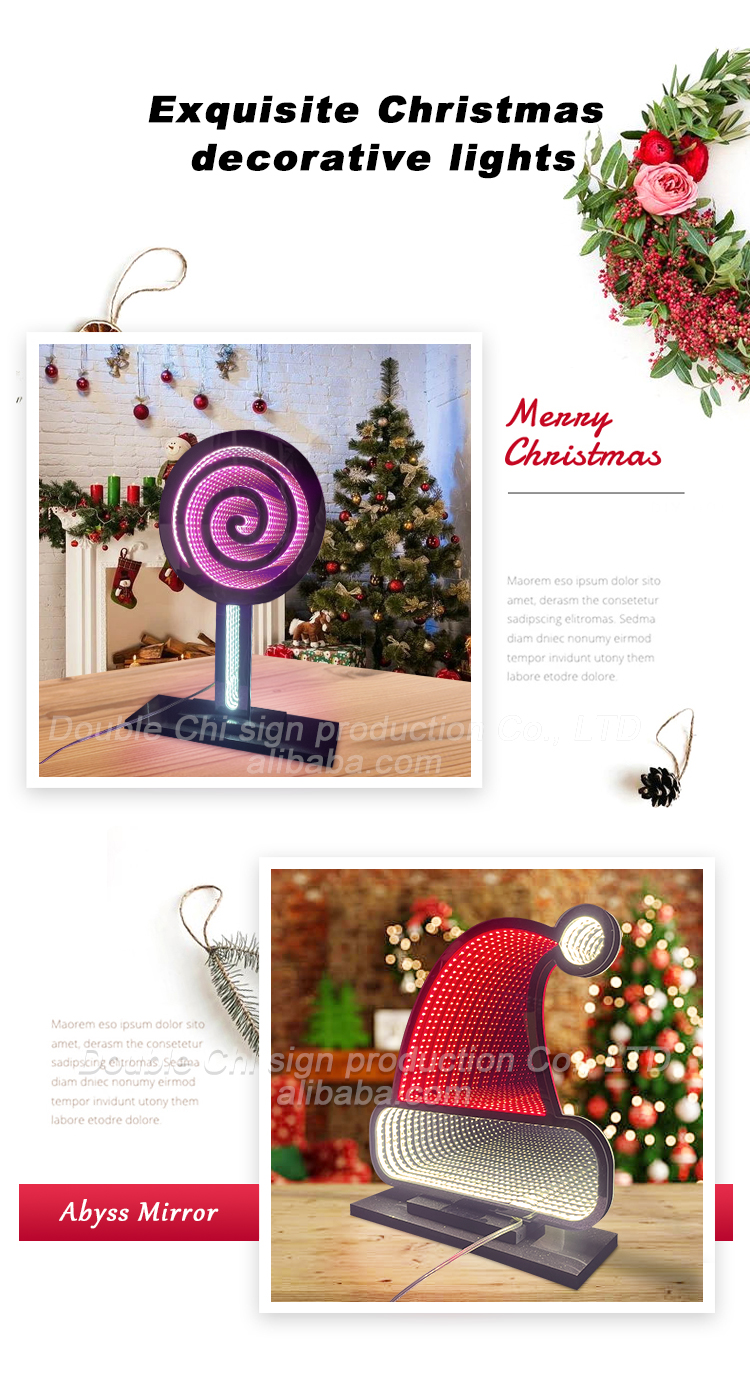 Customizable Rgb Big Christmas Gift Infinity Mirror Lights with Double-sided Design