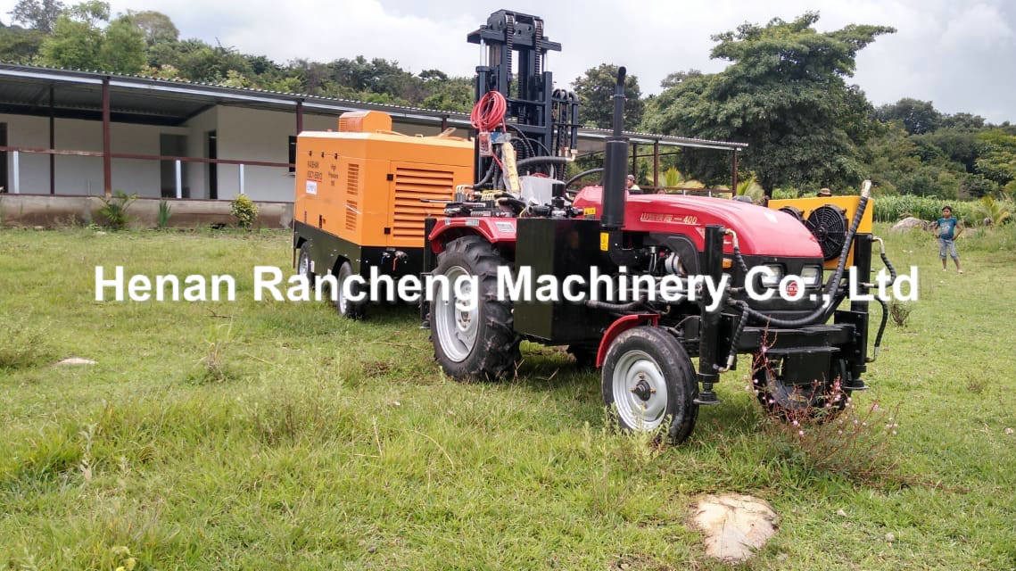 DTH Hydraulic Water Well Drilling Rig Machine 200m Portable Pneumatic Tractor Mounted Drilling Rig